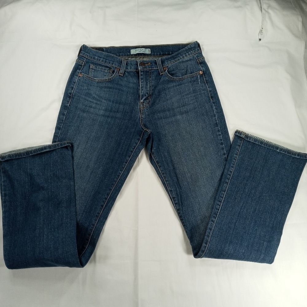 Levi's 515 bootcut blue jeans button flap 5 pocket studded flaps women's 31W 32L